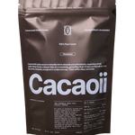 Brown Cacaoii ceremonial grade cacao pouch with “Honduras” origin label and product details.