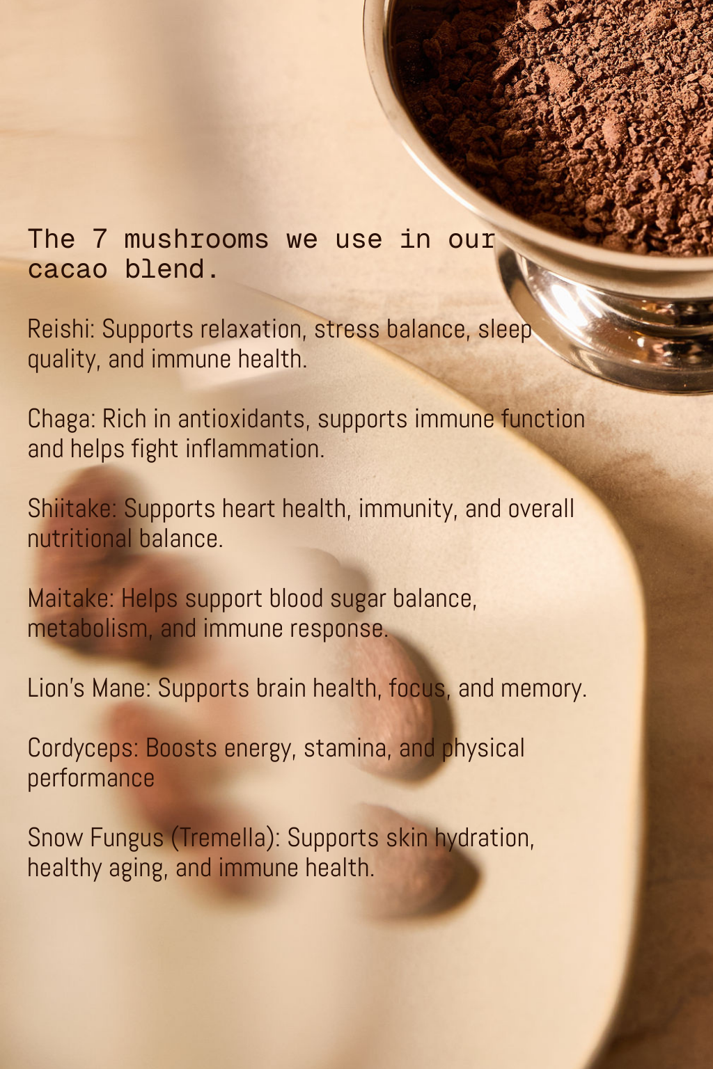cacao mushroom infused, benefits mushroom